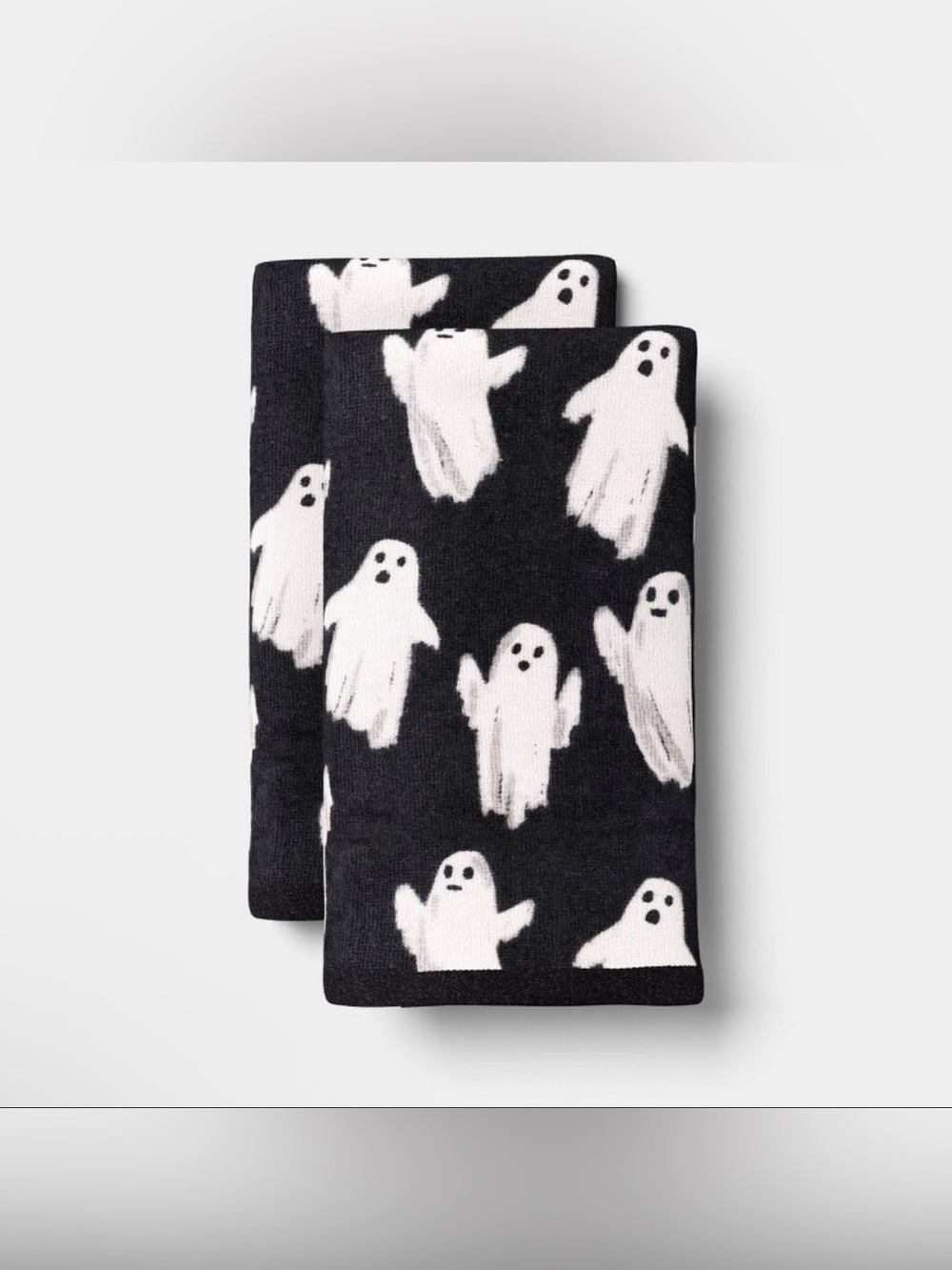 Halloween Ghost Black Hand Towel - Set of 2 - Picture 2 of 3